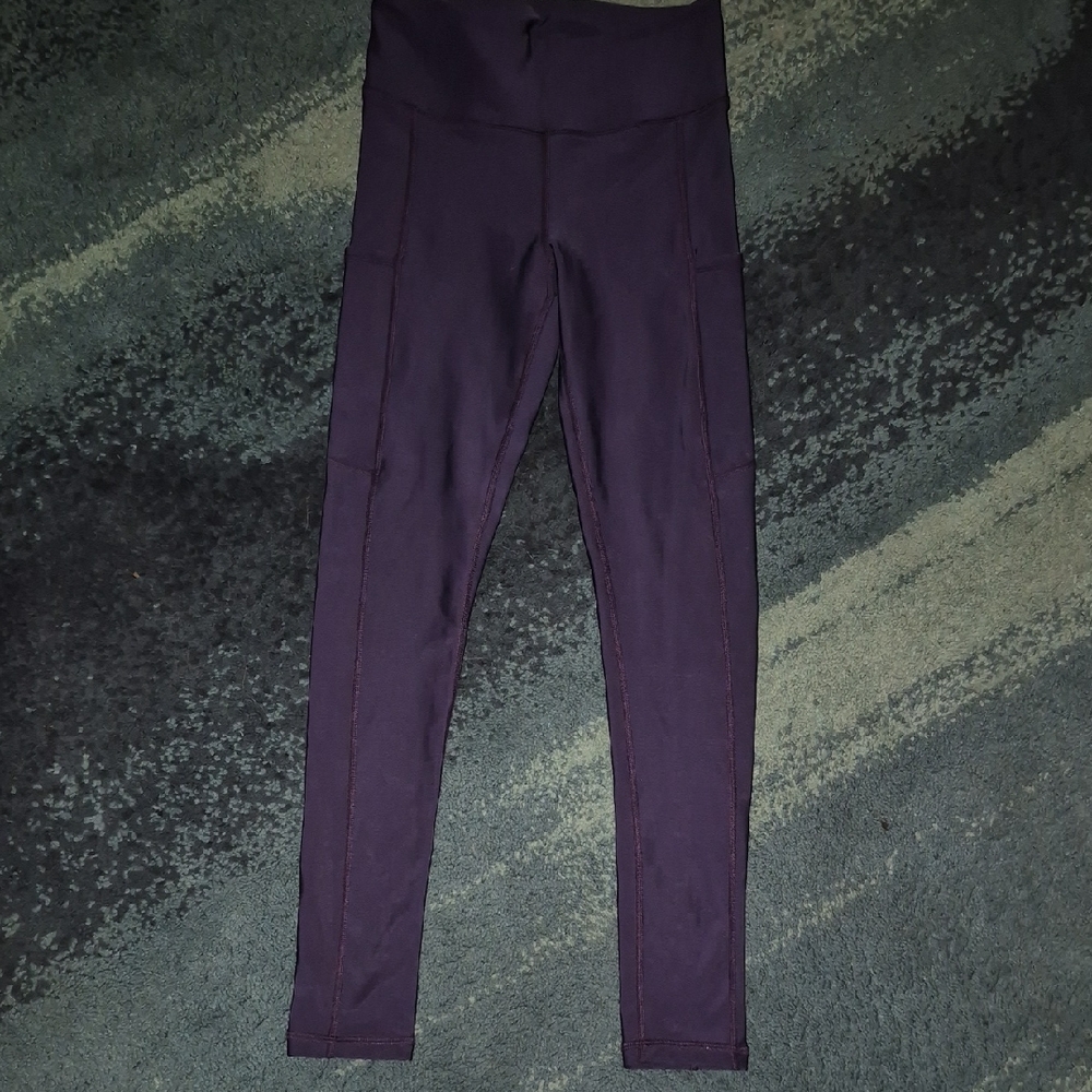 Silver Icing Fleece Lined Purple High-Waisted Leggings Size M